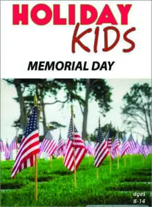 Kids Memorial Day poster with flags image
